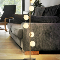 Nouvelle Arrivée - Lampe sur Pied Moderne de Luxe à 9 Têtes avec Boules de Verre Blanches pour Bureau à Domicile, Décoration Artistique, Ampoule LED G9