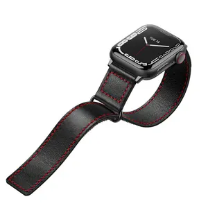 Rugged magic tape Sports Strap With Woven velc Loop Design For iWatch Series 42mm 44mm 45mm 38mm 40mm 41mm for apple leather
