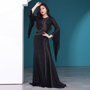 Lei balla nuovo arrivo elegante Performance di danza del ventre di allenamento indossa abito di strass nero Iraq per le donne danzatrici del ventre - Product Image 2