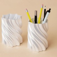 Porte-stylos de bureau moderne et simple en plastique imprimé en 3D, ornements blancs de luxe pour papeterie