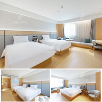Moderne Hotelmöbel Massivholz Maßgefertigte Apartment-Projekt Gästezimmer-Möbel Luxus-Hotel Schlafzimmer-Möbelset