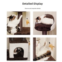 Arbre à chat de style luxe et simplicité avec lit intégré, griffoir en sisal, plateforme de saut multi-niveaux, pour usage intérieur toutes saisons