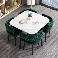 Table à manger ronde en pierre légère de style luxe décontracté, simple, moderne, minimaliste, table carrée de négociation et combinaison de chaises