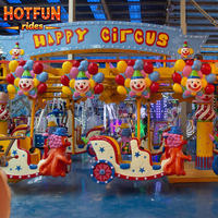 Manège de cirque ludique et populaire : Le clown volant, manège familial pour enfants, pour parcs d'attractions et fêtes foraines en extérieur