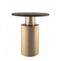 Table basse ronde moderne en marbre et acier inoxydable, mobilier de luxe pour hôtel et villa, blanc/noir