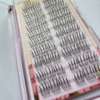 Faux cils réutilisables semi-faits à la main, en fibres synthétiques auto-adhésives, effet queue de renard, racine fine et naturelle, 20 rangées