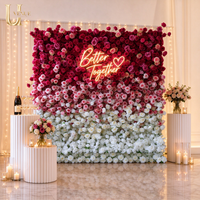 Panneau mural de fleurs artificielles Uvenue, dégradé bordeaux, rose et blanc, toile de fond florale pour mariage, photomaton, événement, fête