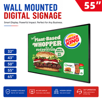 Moniteur interactif d'intérieur KINGONE 55 pouces, écran LCD pour affichage numérique, menu numérique, centres commerciaux, affichage publicitaire mural d'intérieur