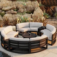 Ensemble de mobilier de jardin en métal noir 6 pièces avec table à foyer pour hôtels et villas