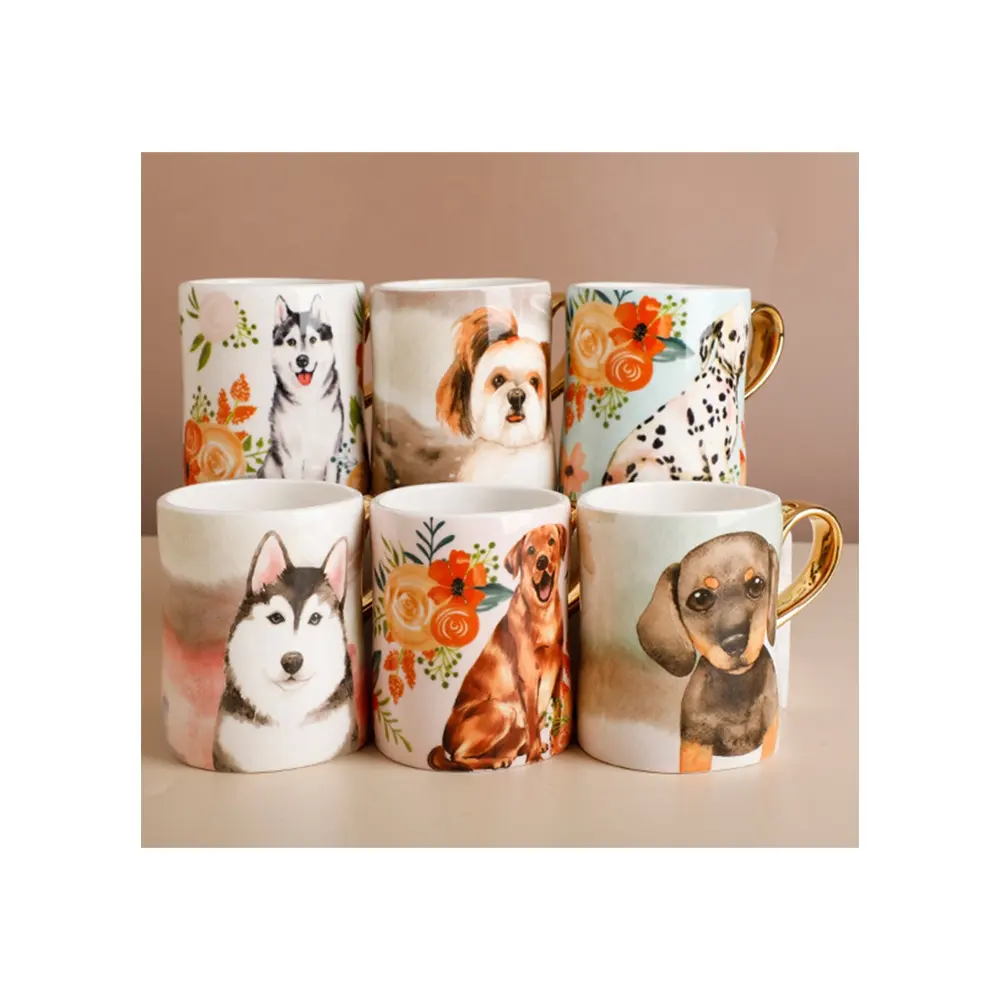 Anime Animals series Cup funny pretty cute cartoon Hand drawn mug business gift holiday personality fun pattern color