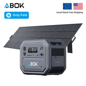 Station d'alimentation portable ABOK 2500W IP65 2160Wh, panneaux solaires pliables <span class=keywords><strong>400W</strong></span>, générateur hybride <span class=keywords><strong>solaire</strong></span> extérieur, batterie LiFePO4 mobile - Product Image 1