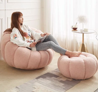 Fauteuil paresseux compressé en forme de citrouille, chaise individuelle en coton crème imperméable, pouf style INS pour la maison, la chambre, les petits appartements et les balcons