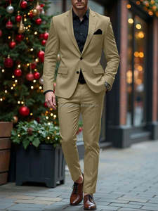 Costume formel décontracté pour <span class=keywords><strong>homme</strong></span> en 3 pièces, design tendance avec fermeture à double boutonnage, tissu supérieur confortable pour le printemps - Product Image 4