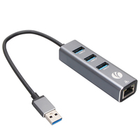 VCOM Hub USB multifonctionnel 4 ports USB3.0 Type A avec adaptateur LAN RJ45