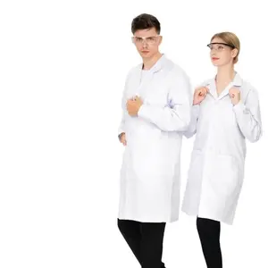 Высококачественный лабораторный антистатический устойчивый к кислотам и щелочам Антибактериальный эластичный белый халат для студентов колледжа лабораторный белый халат - Product Image 4