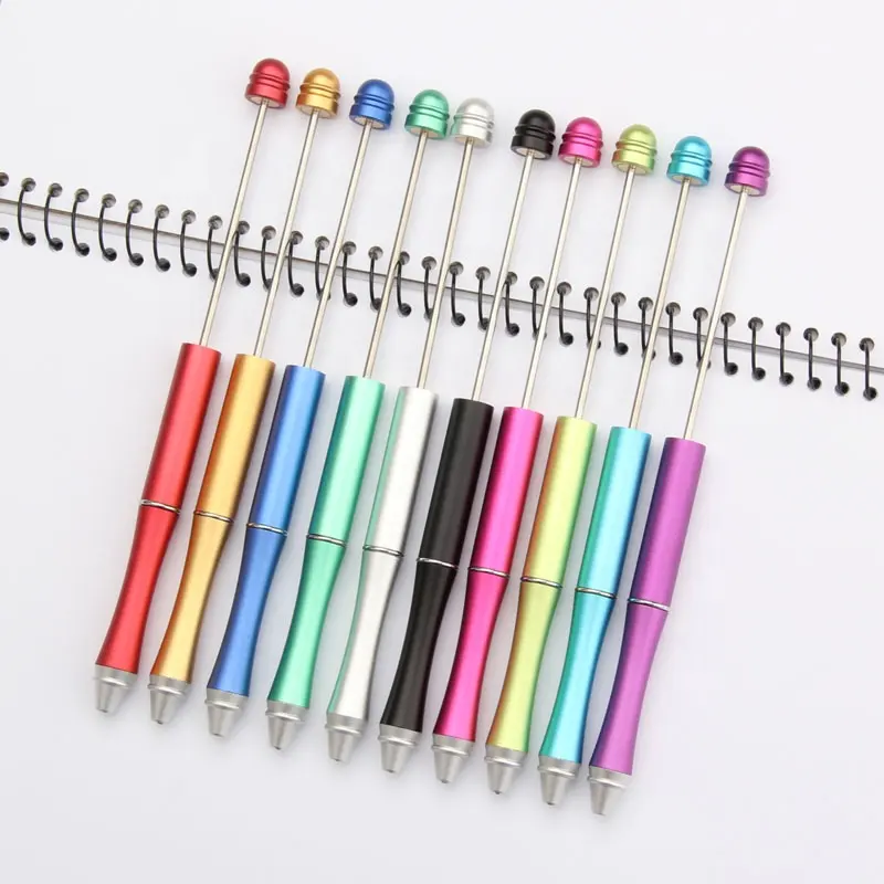 Hot Sale Fügen Sie eine Perle Metall Kugelschreiber Diy Stift Hersteller Wasser tropfen Top DIY Perlen Metall Stift Handwerk dekorativ mit Schmuck