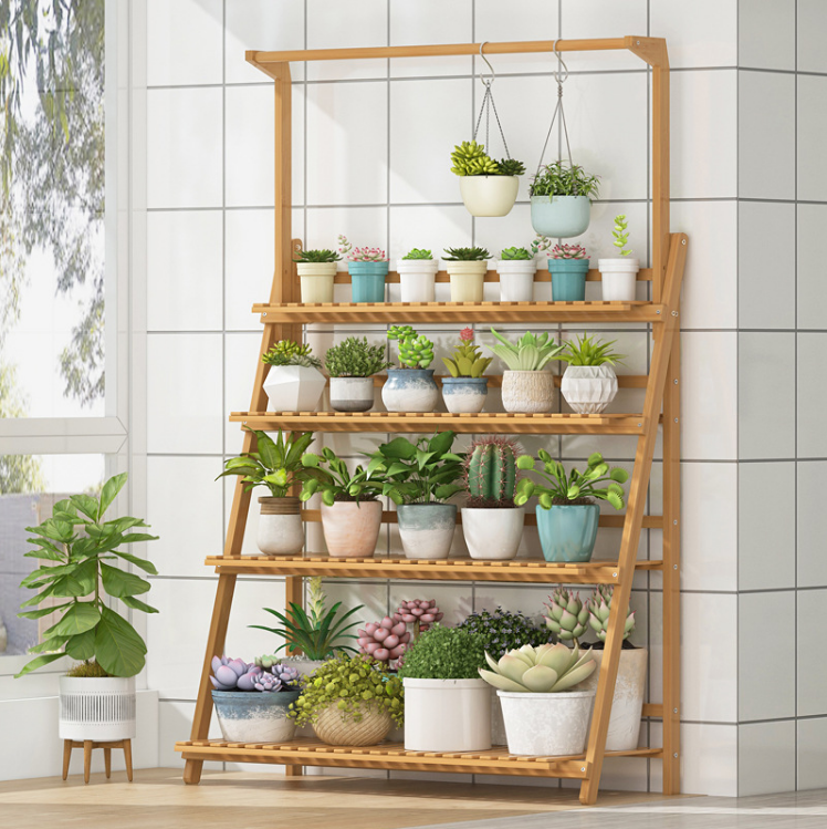 Faltbares Leiter regal Bambus Pflanzenst nder Indoor Outdoor Pflanzen  Display Rack mit Top Bar Hanging Flower Pot| Alibaba.com