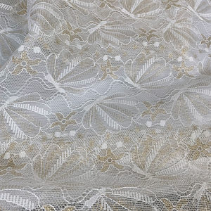 Mehrfarbiger Goldfaden-Spitzenstoff Lurex Jacquard Afrikanische Spitze Netz-<span class=keywords><strong>Tüll</strong></span> Braut-Chantilly-Spitze für Hochzeitskleider - Product Image 2