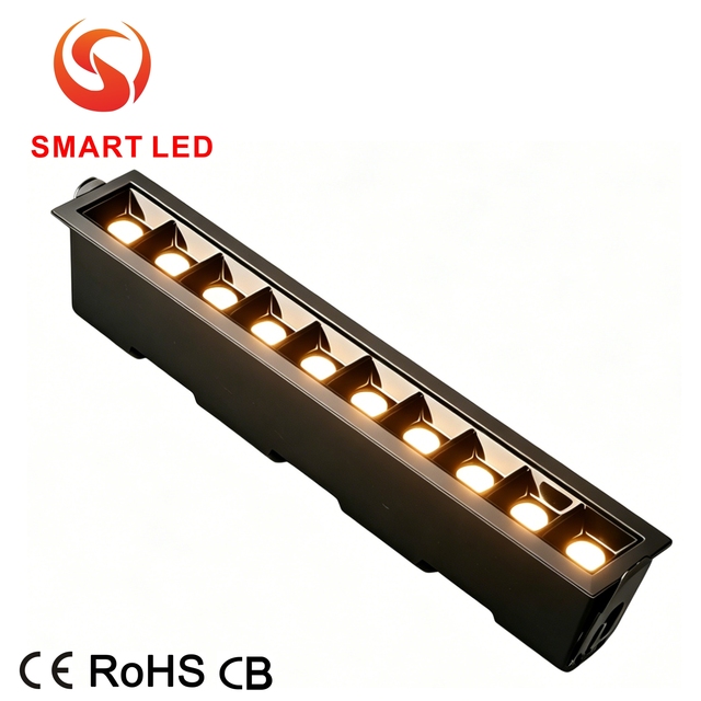 Smart 1-15 Heads 2W Aluminum Laser Blade Grille LED Linear Light High CRI Recessed Embedded Installation 5-Year Warranty for
