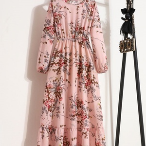 เสื้อเชิ้ตแม็กซี่ลายดอกไม้ แขนยาว คอโอ ทรงโบฮีเมียน สำหรับใส่ไปเที่ยวชายหาด  คอลเลคชั่นใหม่ XW 2023 ซัมเมอร์  ผ้าโพลีเอสเตอร์/คอตตอน - Product Image 5