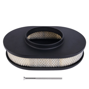 Filtro de aire ovalado de 12 pulgadas de diámetro completo, plateado y negro, con tornillo incluido para modificación de automóviles - Product Image 1