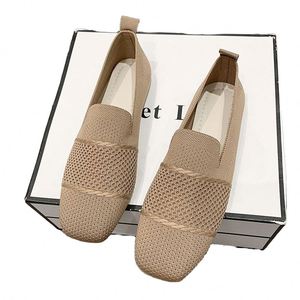 Zapatos Planos Casuales para Mujer, para Verano, Otoño, Invierno y Primavera, Parte Superior de Tejido Elástico, Plantilla de PVC, Cierre Deslizante, Punta Cerrada - Product Image 1