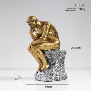 Figura de arte europeo escultura meditadores sala de estar decoración de escritorio antiguo pensador artesanías de resina - Product Image 2