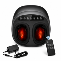 Masseur de pieds électrique chauffant avec compression d'air, rouleaux de massage, télécommande sans fil, doublure lavable, pour la maison et le bureau, soulagement de la fatigue des pieds