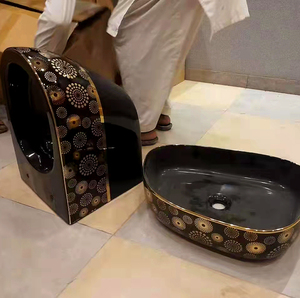 Gold <strong>Black</strong> <strong>Toilet</strong> Bowl Mesh Ceramic Prefab Luxury Bathroom Art Wall Hung Wash Basin <strong>Toilet</strong> - Product Image 4