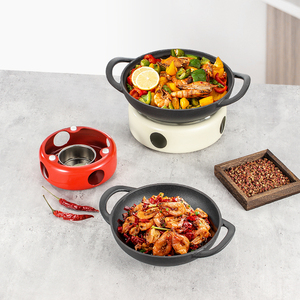 กระทะย่างทรงกลมทำจากเหล็กหล่อสองด้ามเครื่องครัวเครื่องครัวทนทานแบบพกพาเรียบง่าย - Product Image 1