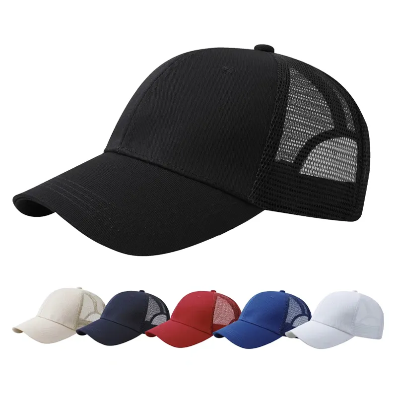 Yüksek kalite toptan özel Logo şoför şapkası 6 Panel deri yama logosu kamyon şoförü şapkası Richardson 112 Gorras Mesh SnapBack şapka