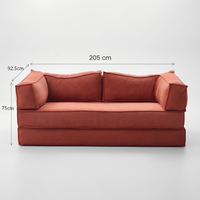 Canapé-lit inclinable moderne et minimaliste, revêtement en velours côtelé, pliable, housse amovible et lavable, multicolores, mousse à mémoire de forme, 3 places