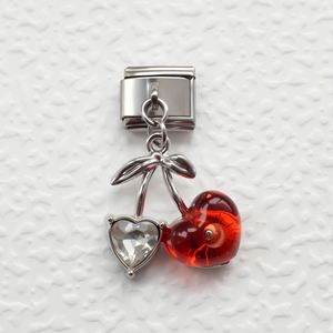 Pulsera Elástica DIY con Módulos Italianos, Colgante de Cereza y Piña, de Acero Inoxidable Dorado, con Dijes Clásicos Italianos, Éxito de Ventas Transfronterizo - Product Image 2