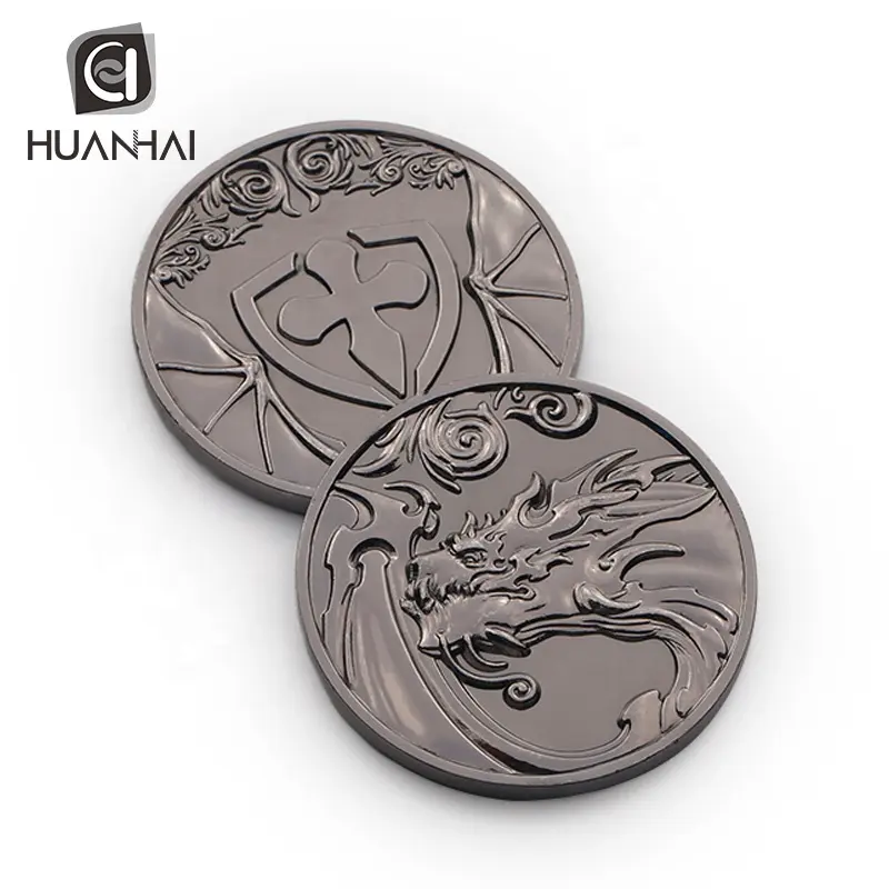 OEM black nickel plating dragon 3d challenge coin custom