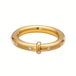 Anillo de Eternidad Minimalista Personalizado, Anillo de Acero Inoxidable Chapado en Oro Rosa Resistente al Agua con Circonitas en Todo el Círculo para Mujeres y Hombres - Product Image 1