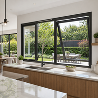 Fenêtre à baldaquin en aluminium, cadre extrudé sur mesure, vitrage ventilé pour grandes fenêtres de cuisine, vente en gros personnalisée