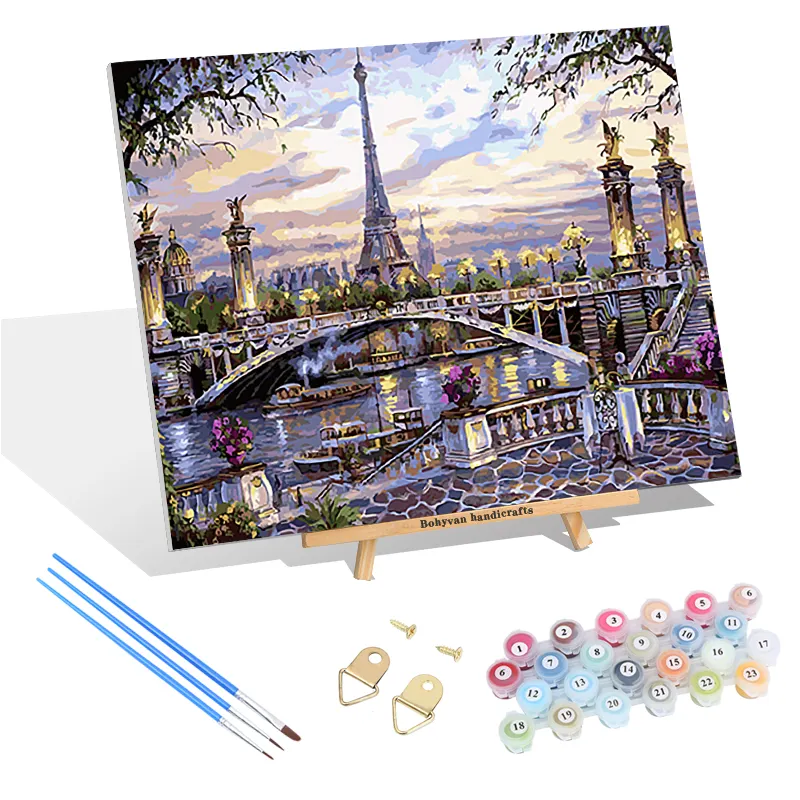 لوحة برج باريس الأكثر مبيعًا بالأرقام لوحة زيتية للمناظر الطبيعية لوحة يدوية تصنعها بنفسك