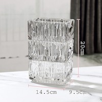 Vase de table rectangulaire moderne et minimaliste en verre cristallin épaissi, transparent et écologique, pour fleurs hydroponiques, idéal pour la maison et les mariages