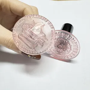 Kit stempel kubus akrilik emboss 3 d desain baru cap kustom tangan kayu huruf bening