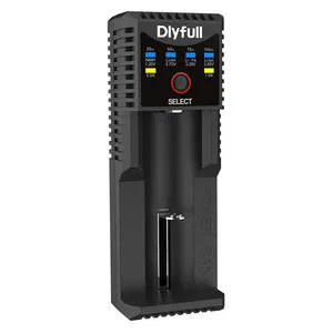 Dlyfull Ni-MH Li-ion LiFePO4 Batería Cargador inteligente USB de una sola ranura para 3,6 V/3,7 V/3,85 V Li-ion y 3,2 V LiFePO4 1,2 V Ni-Mh/Cd