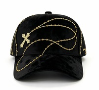 Casquettes de baseball personnalisées brodées originales en suède 100 % coton Dobby sportif à 5 panneaux, livraison rapide, noires
