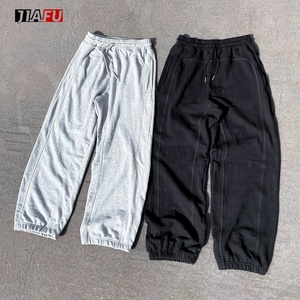 Pantalon de survêtement ample décontracté pour homme en molleton de coton de haute qualité, personnalisable, avec cordon de serrage, jambe large, coupe droite, empilé - Product Image 1