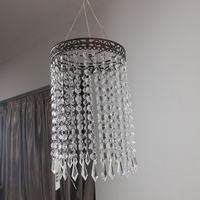 Décoration d'intérieur, cadre en métal pour fleurs, cylindre moderne, perles en plastique transparentes, lustre pour couvrir les luminaires d'intérieur