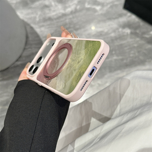 Coque de téléphone magnétique antichoc avec support anneau 360 et panneau arrière laser dégradé pour iPhone 17 12 13 14 15 16 Pro Max - Product Image 6