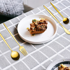 Vajilla portuguesa, cuchillo para carne de acero inoxidable occidental, tenedor, cuchara, juego de 24 piezas, cuchara, caja de regalo, cubiertos de acero, juegos de cubiertos dorados - Product Image 4