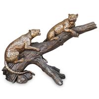 Jardin extérieur décoré réaliste sauvage grandeur nature animal sculpture bronze léopard statue