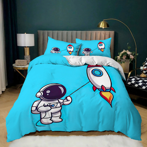 Hot Sale 100% Microfiber Duvet Cover Set Star Astronaut 3D Digital Printing Cartoon <strong>Teenager</strong> Fashion All-Season <strong>Bedding</strong> - Product Image 4