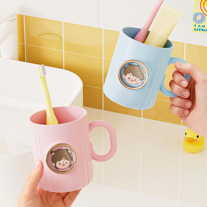 Riutilizzabile cartone animato 10.5oz Unbreakable <span class=keywords><strong>tazza</strong></span> da <span class=keywords><strong>bagno</strong></span> 300ml porta spazzolino da denti in plastica - Product Image 1
