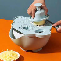 Ensemble de coupe-légumes manuel multifonctionnel en plastique avec paniers de drainage, lame de coupe, trancheuse manuelle 9 en 1, râpe à légumes pour la cuisine