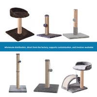 Arbre à chat compact et mignon en panneau de densité, avec structure d'escalade, plateforme de saut, griffoir et fonctions de ponçage des griffes, multi-fêtes